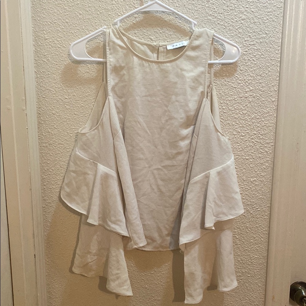 Cream boho Ruffle Top size S